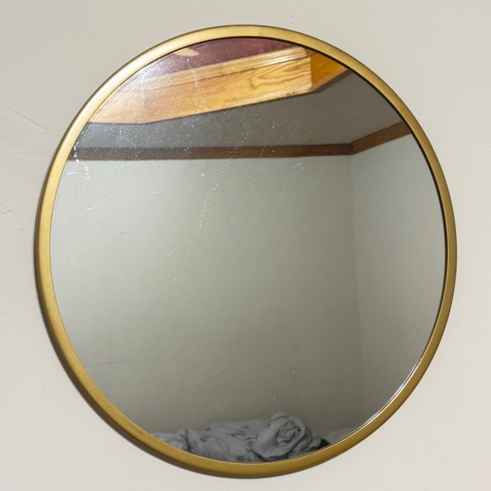 Project 62 Round Wall Mirror Brass Finish 18 Inch Mid Century Modern Gold